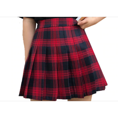 JUPE PLISEE A CARREAUX AVEC SHORT , jupe tartan rouge et noire