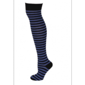  Chaussettes au dessus du genou rayées noir et bleu marine 