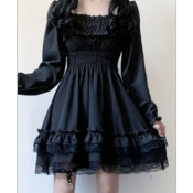   ROBE GOTHIQUE LOLITA AVEC SERRE TAILLE NOIR