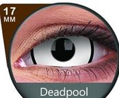 PAIRE DE LENTILLES DEADPOOL 17MM ANNUELLES , lentilles blanches, lentilles sclera