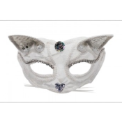 MASQUE DE CHAT BLANC AVEC DES BRILLANTS , masque loup  de chat blanc 