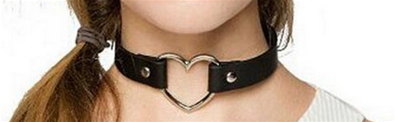  COLLIER CHOKER NOIR COEUR 