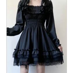   ROBE GOTHIQUE LOLITA AVEC SERRE TAILLE NOIR