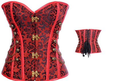 RED HEAVY STEAMPUNK CORSET 