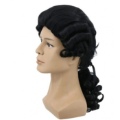  PERRUQUE DE MARQUIS NOIRE, PERRUQUE D'ARISTOCRATE, perruque de juge