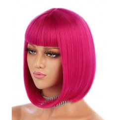 PERRUQUE ROSE COUPE CARRE