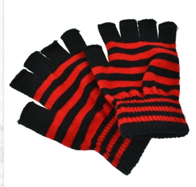 MITAINES RAYES NOIRS ET ROUGES 