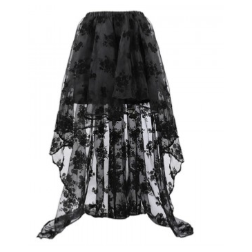 JUPE NOIRE AVEC UN VOIL EN DENTELLE, jupe gothique