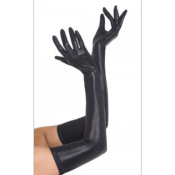   GANTS LONGS NOIR SIMILI CUIR 