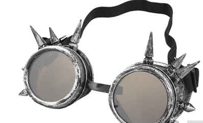 LUNETTES STEAMPUNK ARGENTES AVEC SPIKES