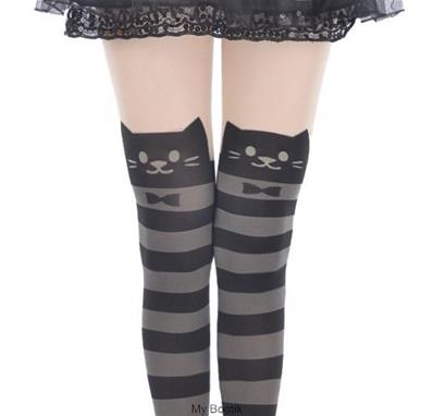 COLLANT CHAT STRIPED OVER KNEE