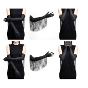 GANTS NOIRS A FRANGES 55cm