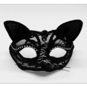 MASQUE DE CHAT NOIR  , MASQUE LOUP DE CARNAVAL AVEC DES STRASS