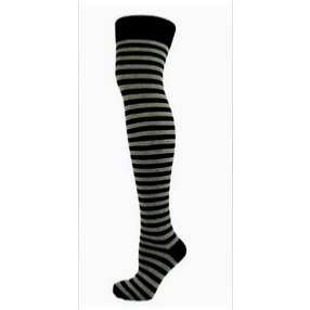   CHAUSSETTE LONGUES RAYEES NOIRES ET GRIS 