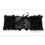 CEINTURE NOIRE SERRE TAILLE ELASTIQUE  AVEC DENTELLE