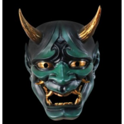 MASQUE ONI VERT , MASQUE HANNYA BANRUO BORE ,   Masque de samouraï