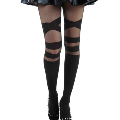 COLLANT V strap sheer tights black 