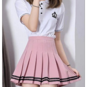 jupe plisée rose , jupe écoliére rose avec short intégré